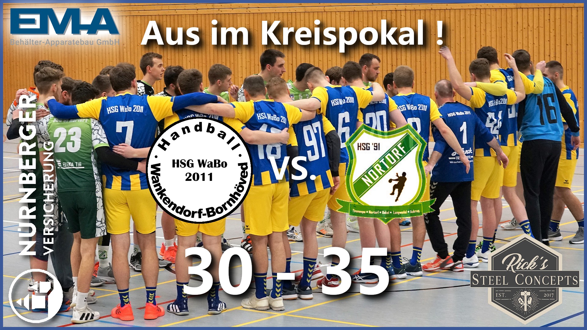 Aus im Viertelfinale des Kreispokals Neumünster 2022-2023 gegen die HSG '91 Nortorf