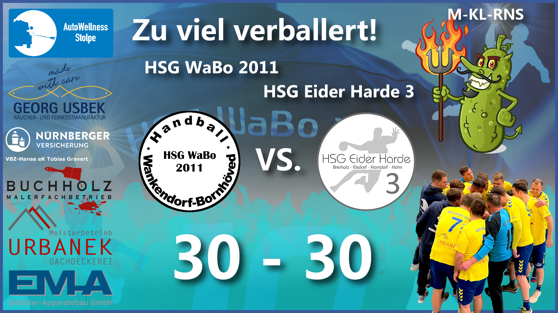 Handball Kreisliga Rendsburg Neumünster Segeberg | Saison 2023/2024 | Ergebnis HSG WaBo 2011 gegen HSG Eider Harde 3