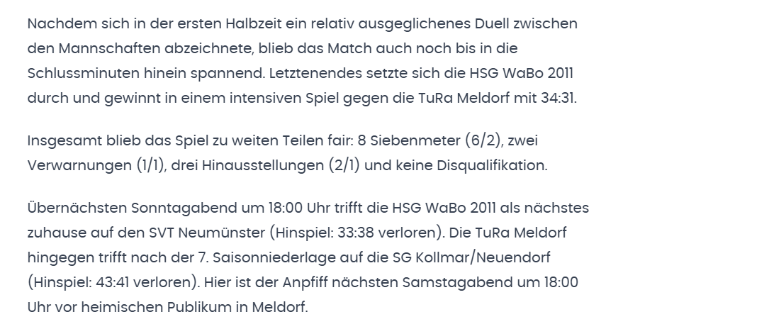 Kreisoberliga Region West Saison2024/2025 - HSG WaBo 2011 - TuRa Meldorf Pressetext Kreisoberliga Region West Saison2024/2025 - HSG WaBo 2011 - TuRa Meldorf Pressetext